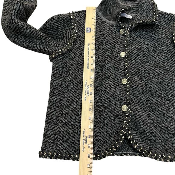 Zara Lady Jacket Cardigan Small Striped Gray Multi Gold Button Preppy Classic - Picture 6 of 9